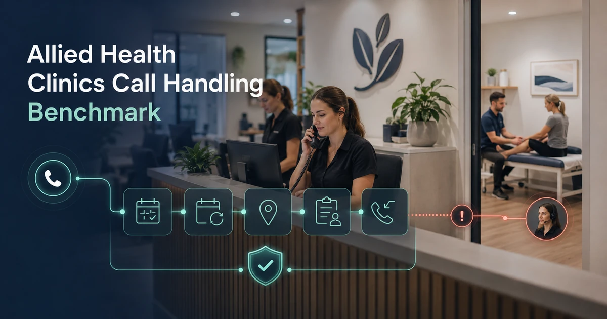 Allied health clinic reception handling bookings and escalation while a patient receives physiotherapy treatment
